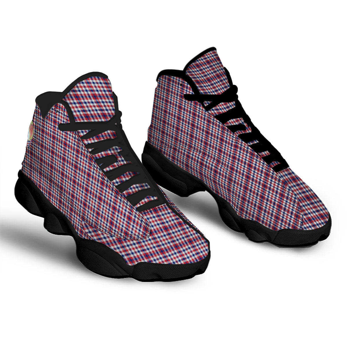 Patriotic Plaid American Print Black Basketball Shoes-grizzshop