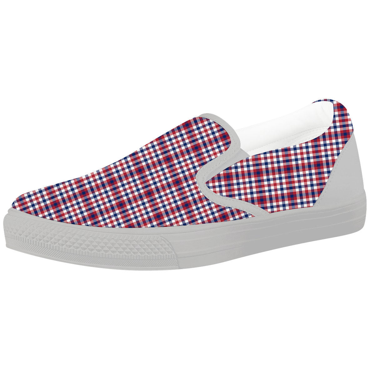 Patriotic Plaid American Print White Slip On Shoes-grizzshop