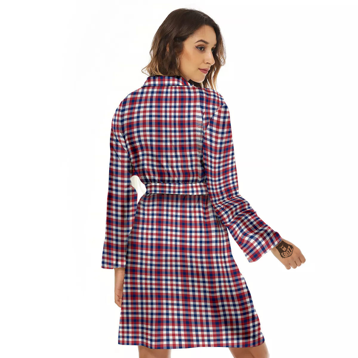 Patriotic Plaid American Print Women's Robe-grizzshop