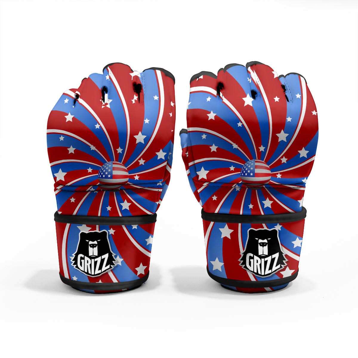 Patriotic Star Swirl American Print MMA Gloves-grizzshop