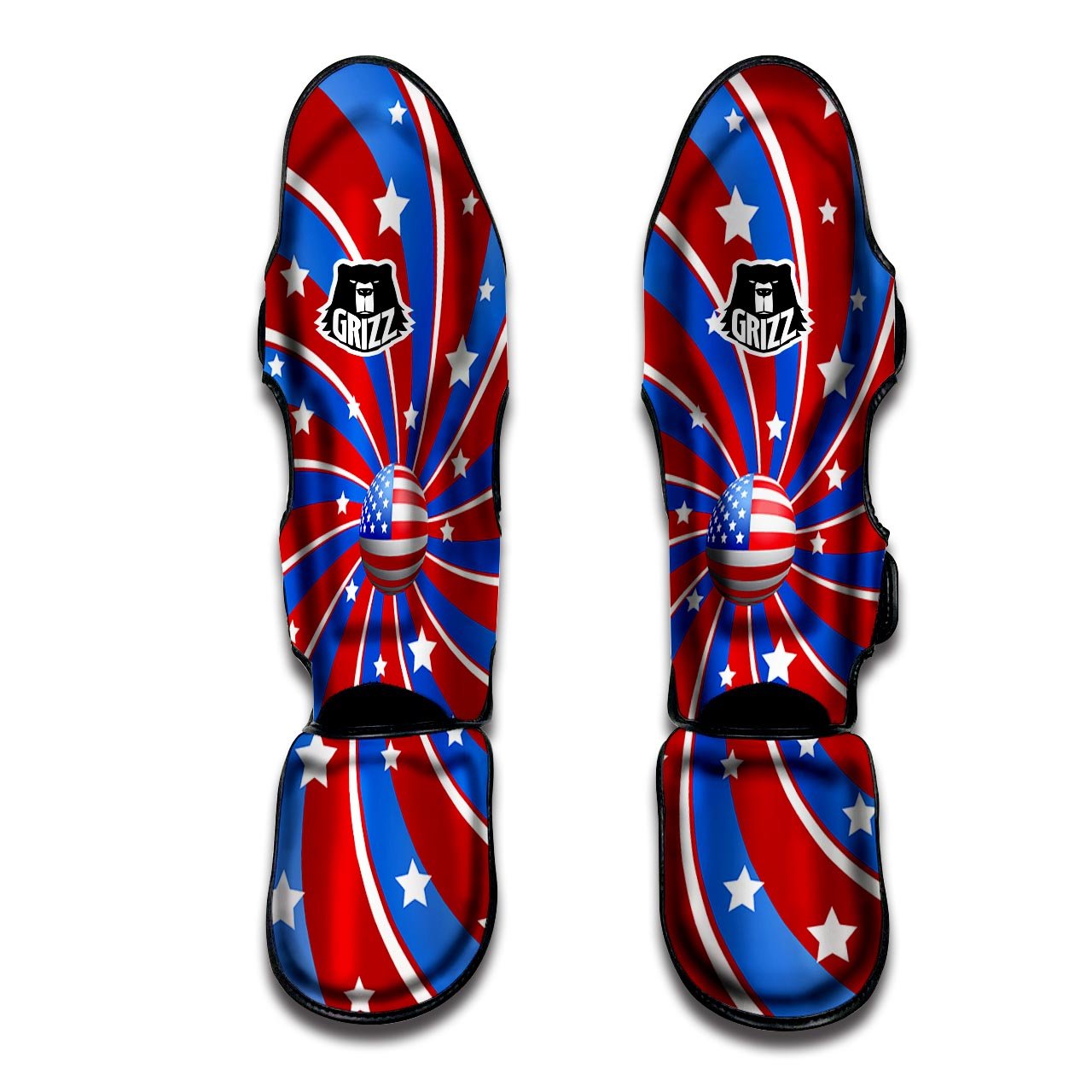 Patriotic Star Swirl American Print Muay Thai Shin Guards-grizzshop