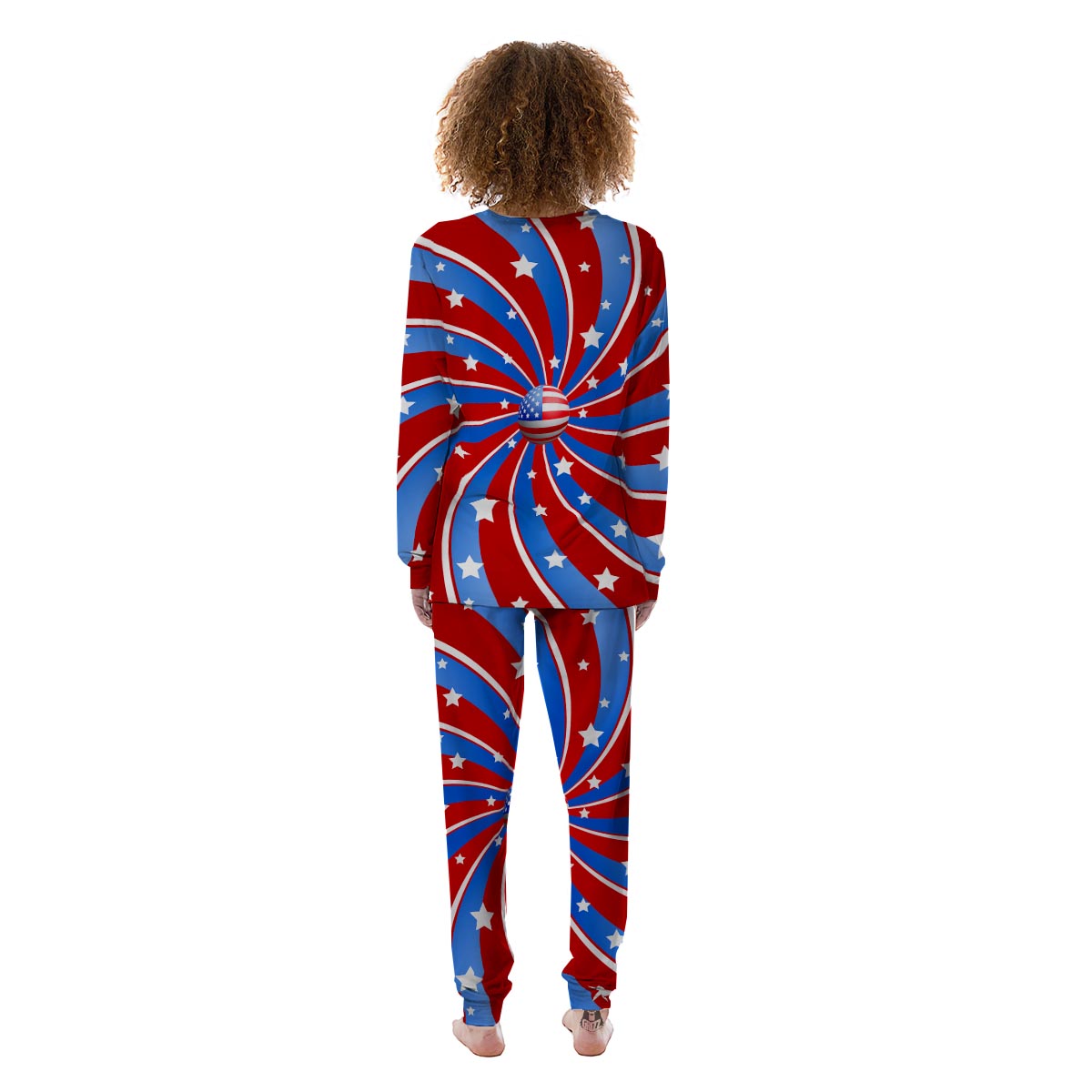 Patriotic Star Swirl American Print Women's Pajamas-grizzshop