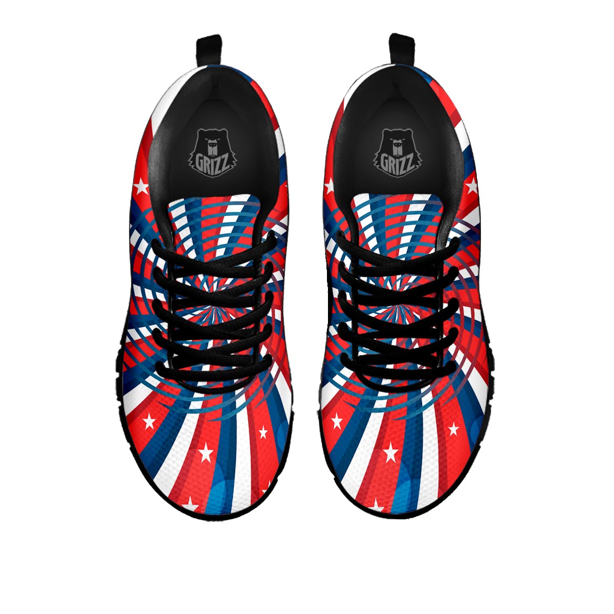 Patriotic Swirly American Print Black Sneaker-grizzshop