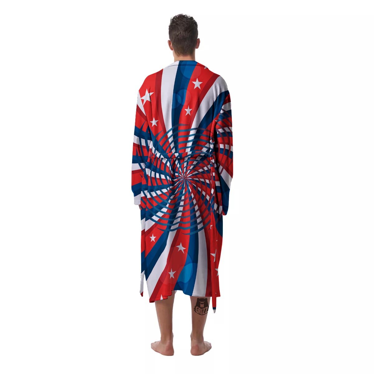 Patriotic Swirly American Print Men's Robe-grizzshop