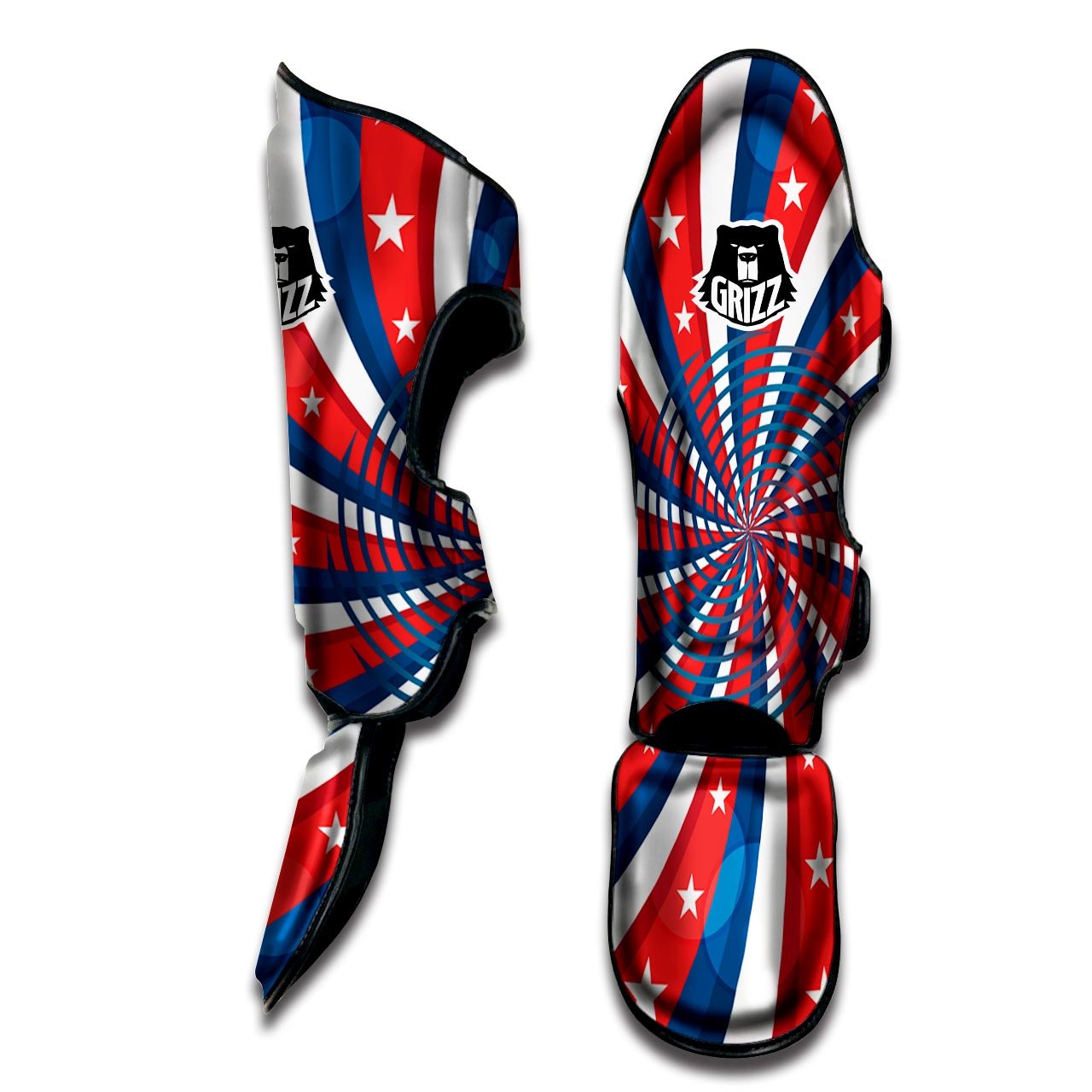 Patriotic Swirly American Print Muay Thai Shin Guards-grizzshop