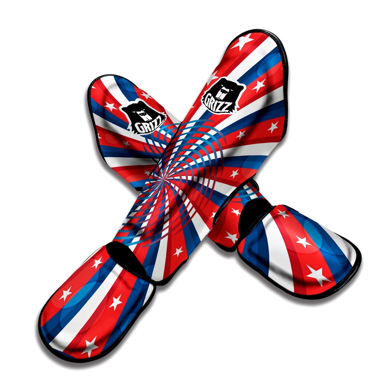 Patriotic Swirly American Print Muay Thai Shin Guards-grizzshop