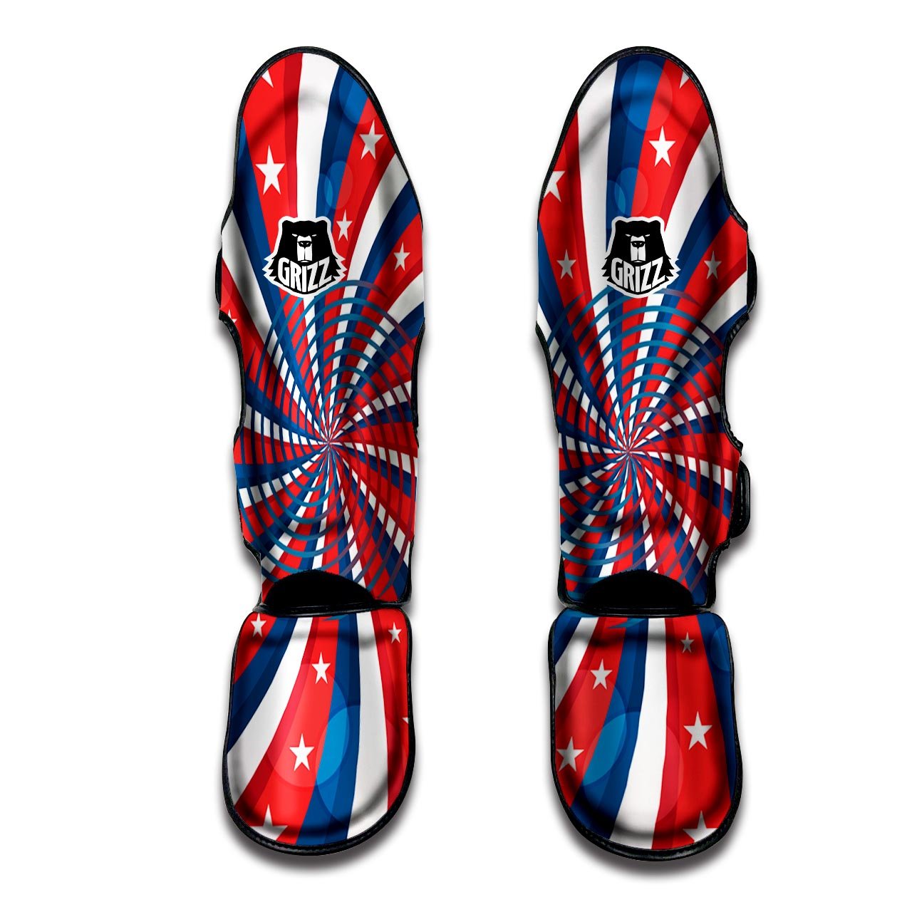 Patriotic Swirly American Print Muay Thai Shin Guards-grizzshop