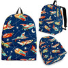 Pattern Airplane Print Backpack-grizzshop