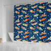 Pattern Airplane Print Bathroom Shower Curtain-grizzshop