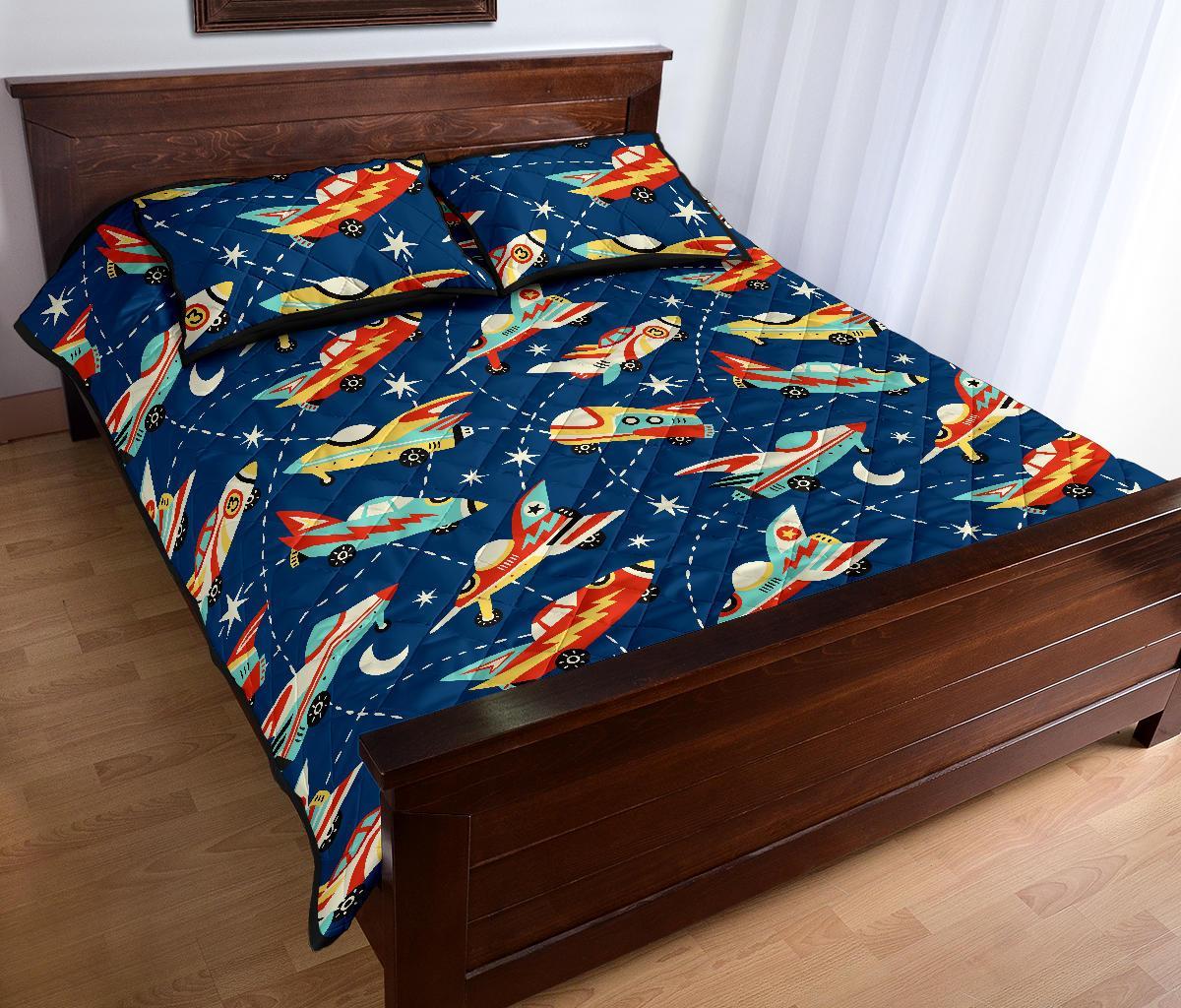 Pattern Airplane Print Bed Set Quilt-grizzshop