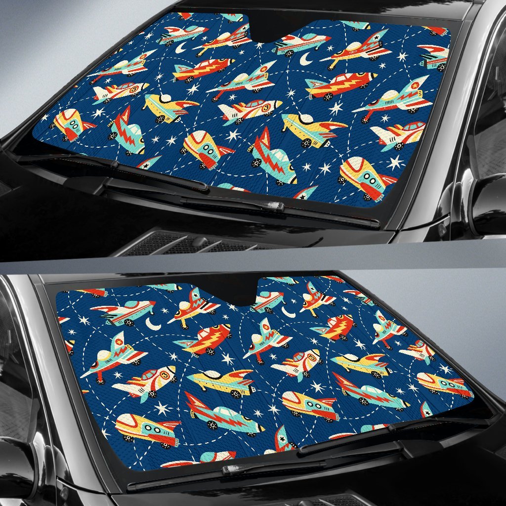 Pattern Airplane Print Car Sun Shade-grizzshop