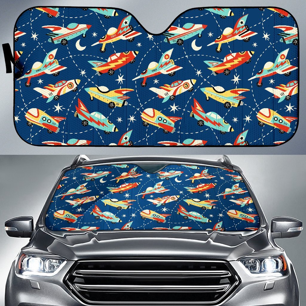 Pattern Airplane Print Car Sun Shade-grizzshop