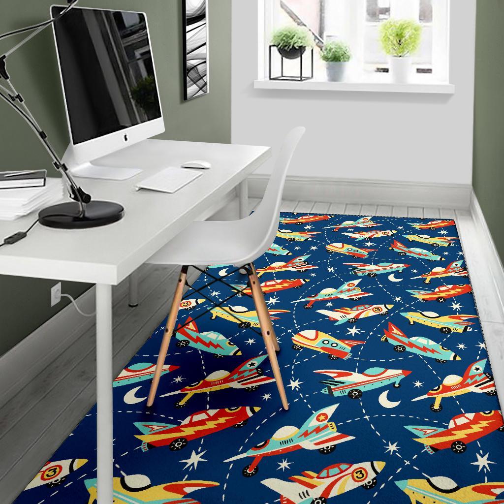 Pattern Airplane Print Floor Mat-grizzshop