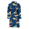 Pattern Airplane Print Men Long Robe-grizzshop