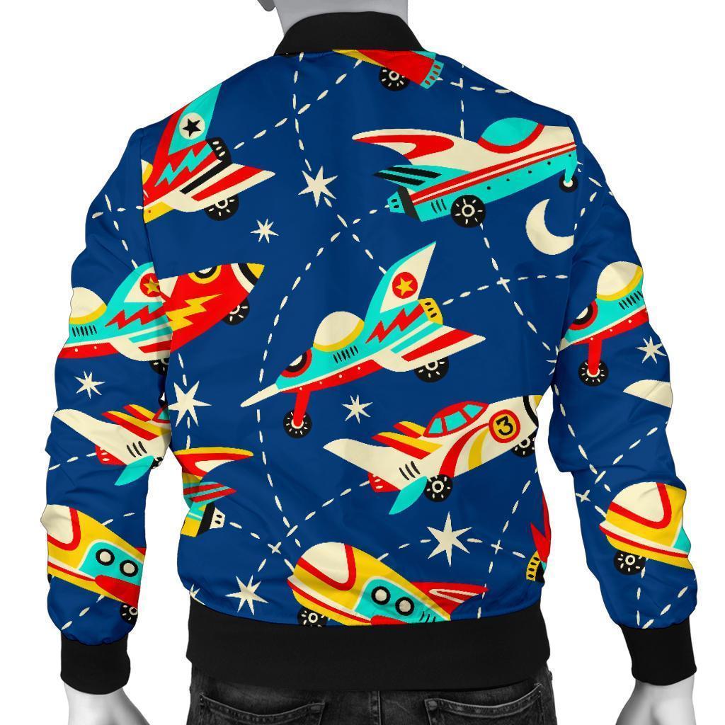 Pattern Airplane Print Men's Bomber Jacket-grizzshop