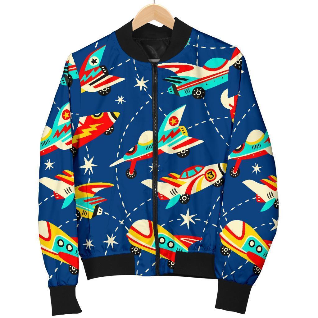 Pattern Airplane Print Men's Bomber Jacket-grizzshop