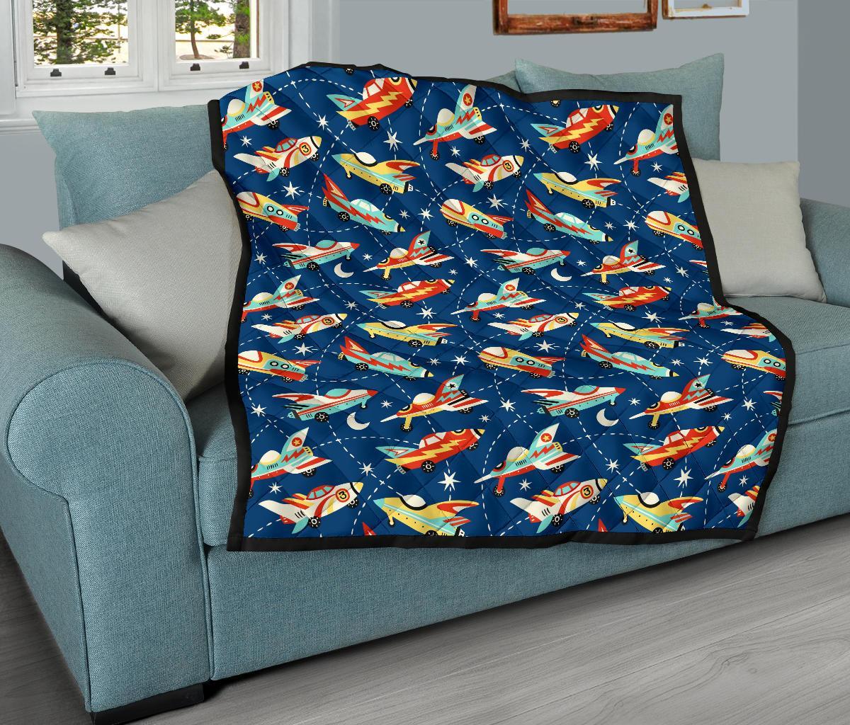 Pattern Airplane Print Quilt-grizzshop