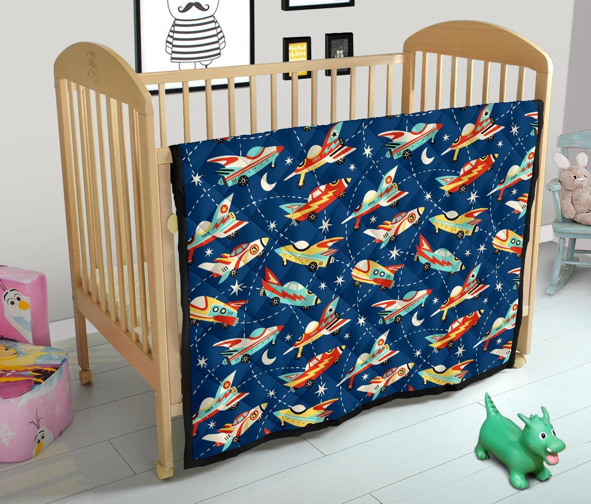 Pattern Airplane Print Quilt-grizzshop