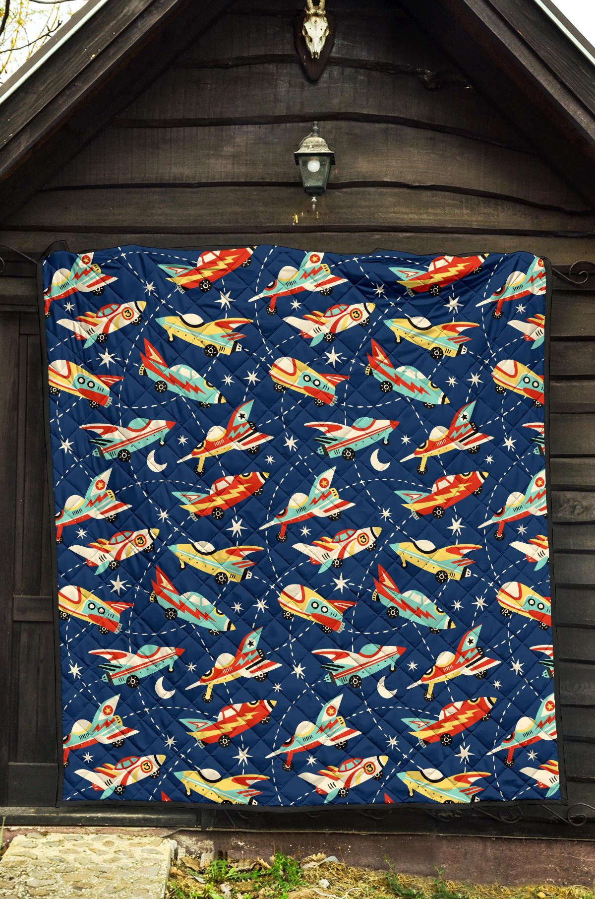 Pattern Airplane Print Quilt-grizzshop