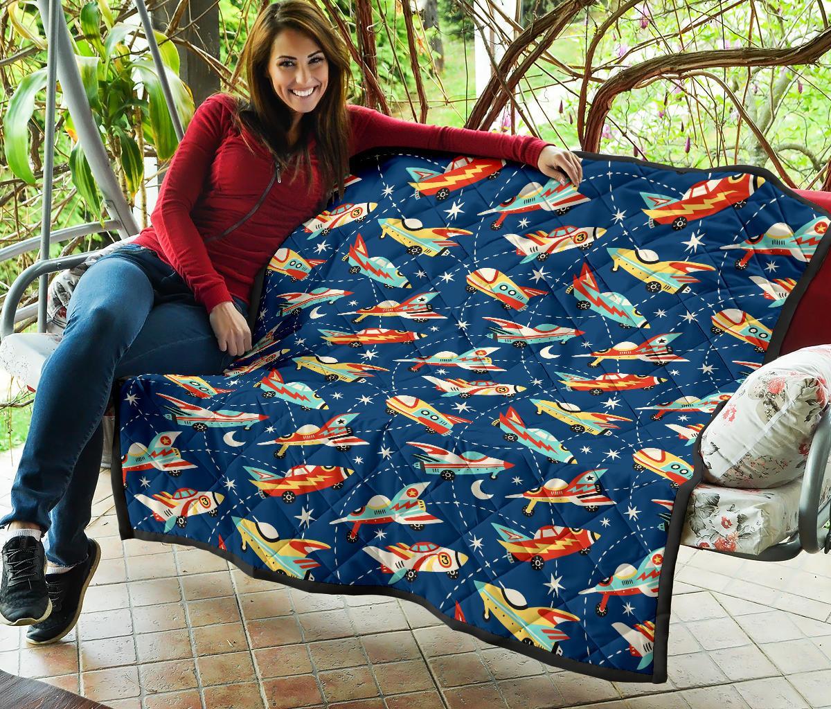 Pattern Airplane Print Quilt-grizzshop