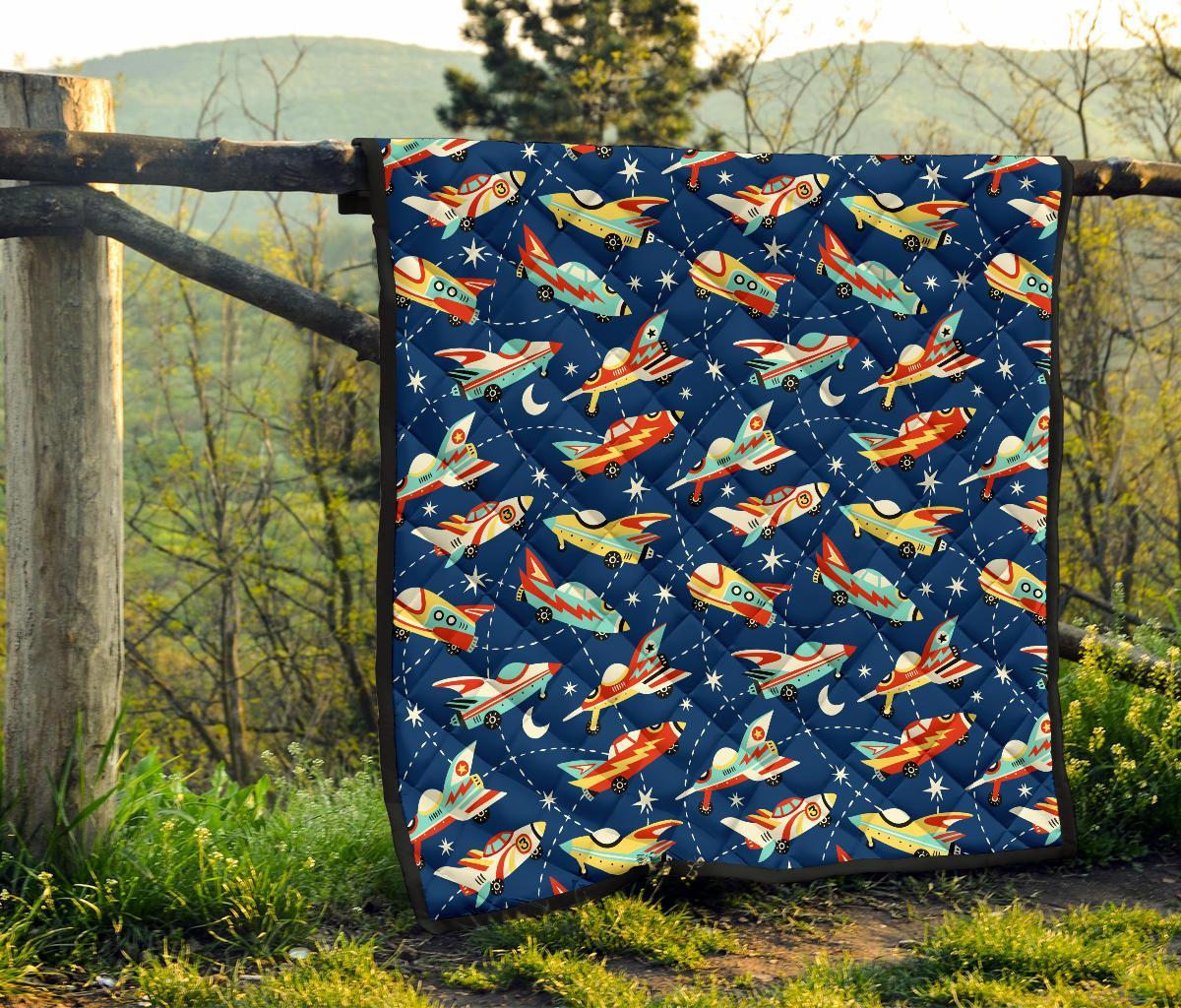 Pattern Airplane Print Quilt-grizzshop