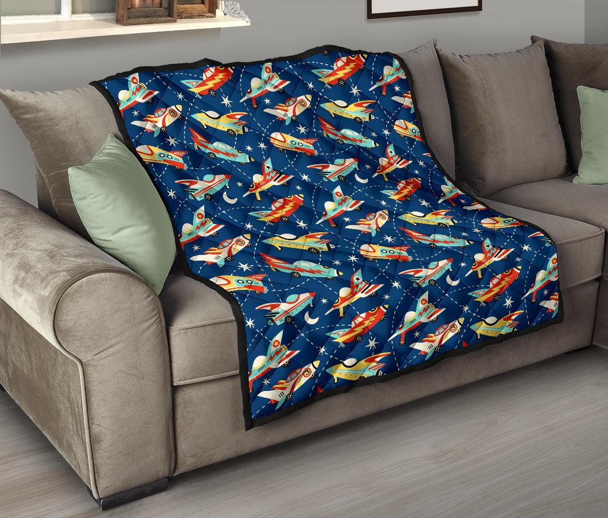 Pattern Airplane Print Quilt-grizzshop