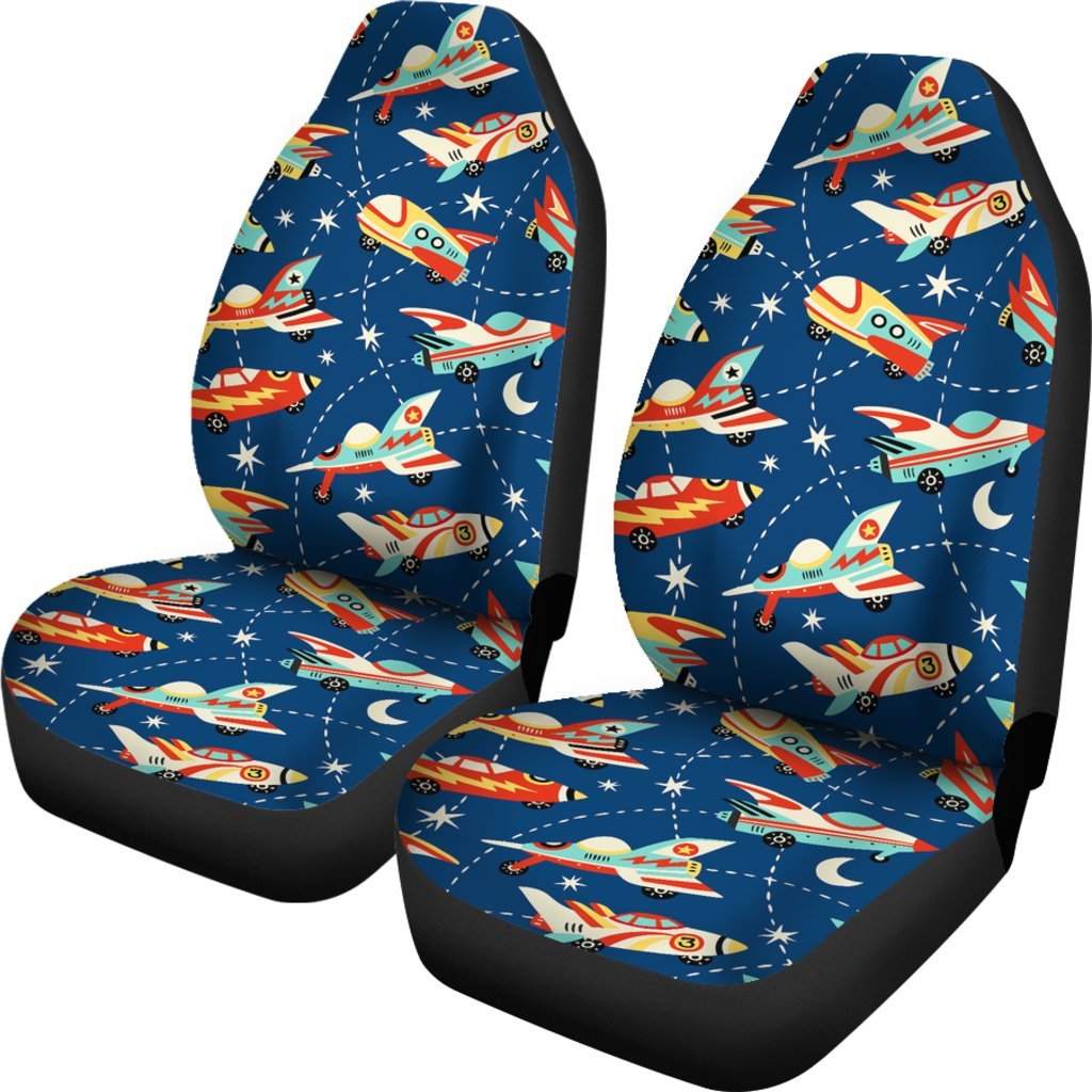 Pattern Airplane Print Universal Fit Car Seat Covers-grizzshop