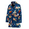 Pattern Airplane Print Women Long Robe-grizzshop