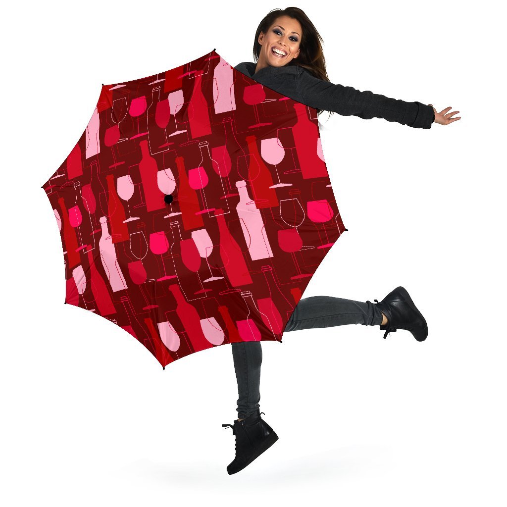 Pattern Champagne Print Automatic Foldable Umbrella-grizzshop