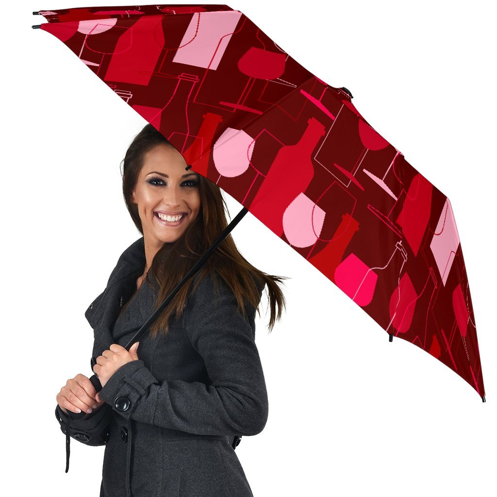 Pattern Champagne Print Automatic Foldable Umbrella-grizzshop