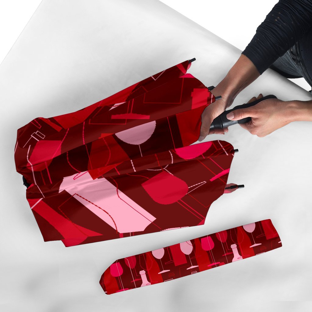 Pattern Champagne Print Automatic Foldable Umbrella-grizzshop