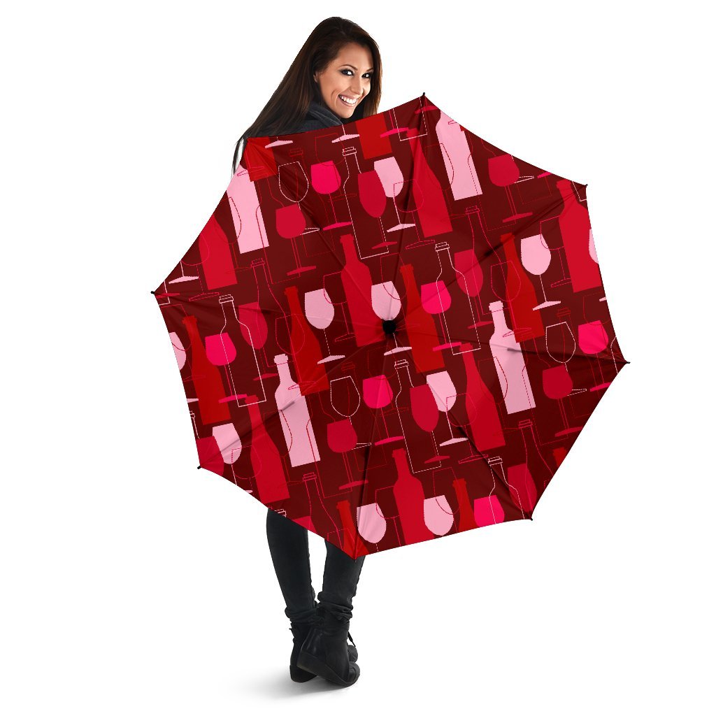 Pattern Champagne Print Automatic Foldable Umbrella-grizzshop