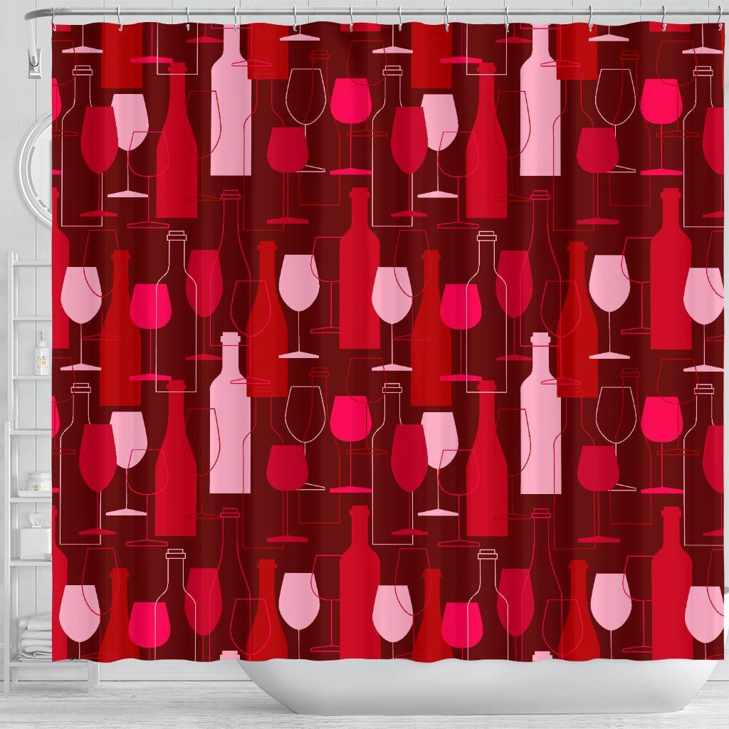 Pattern Champagne Print Bathroom Shower Curtain-grizzshop