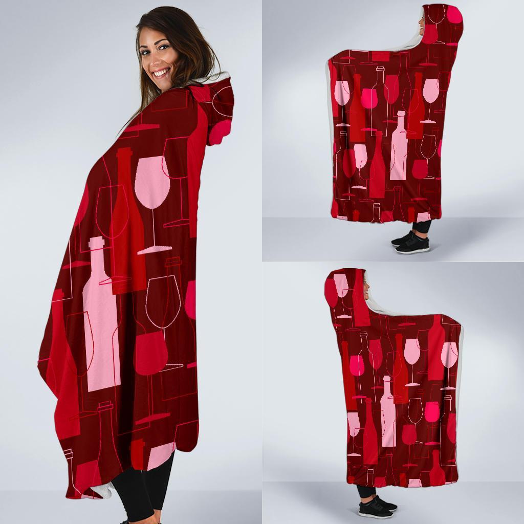 Pattern Champagne Print Hooded Blanket-grizzshop