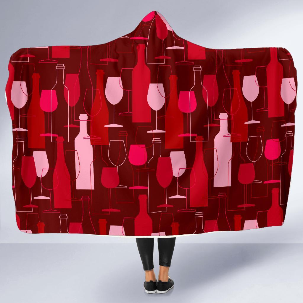Pattern Champagne Print Hooded Blanket-grizzshop