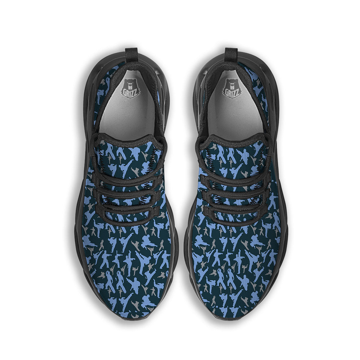 Pattern Karate Print Black Running Shoes-grizzshop