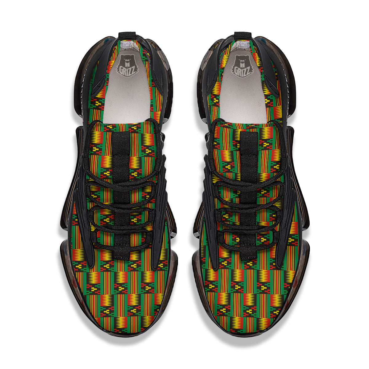 Pattern Kente Print Black Gym Shoes-grizzshop