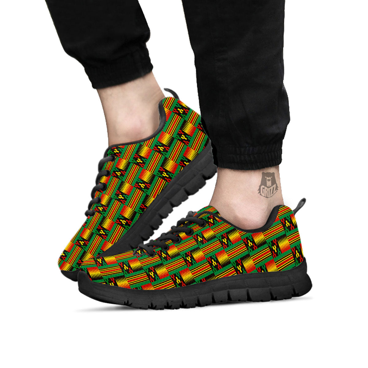 Pattern Kente Print Black Sneaker-grizzshop