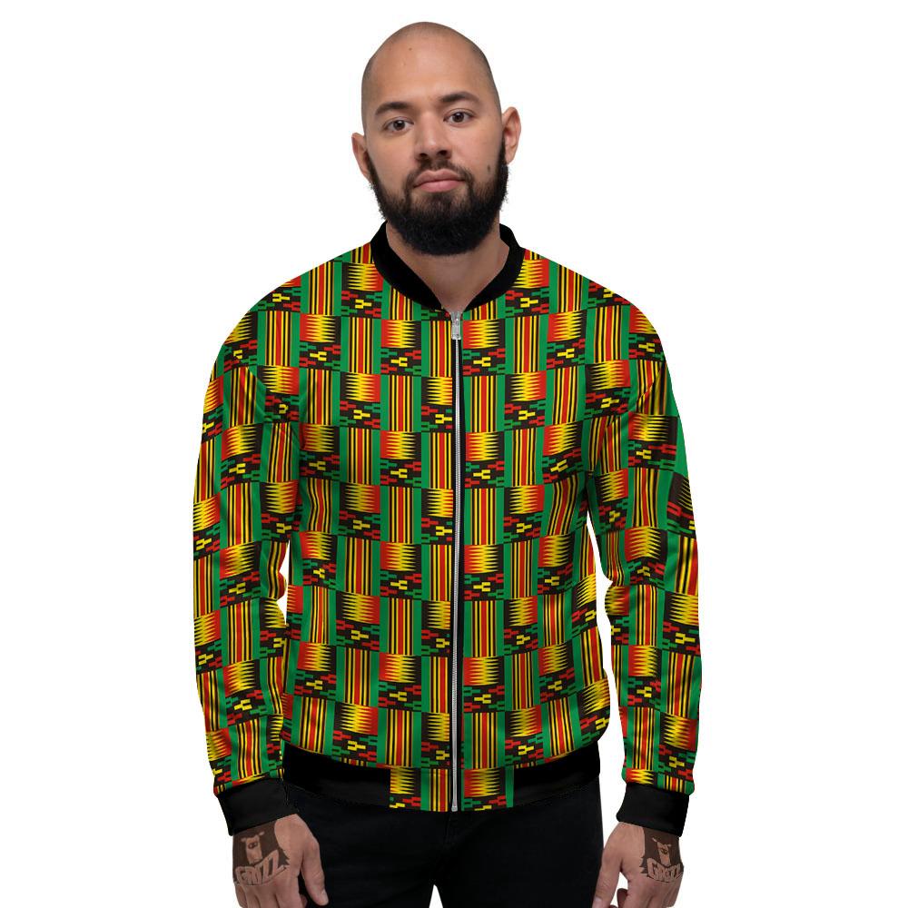 Pattern Kente Print Men's Bomber Jacket-grizzshop