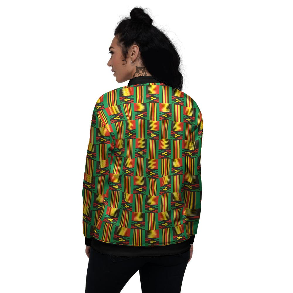 Pattern Kente Print Women's Bomber Jacket-grizzshop