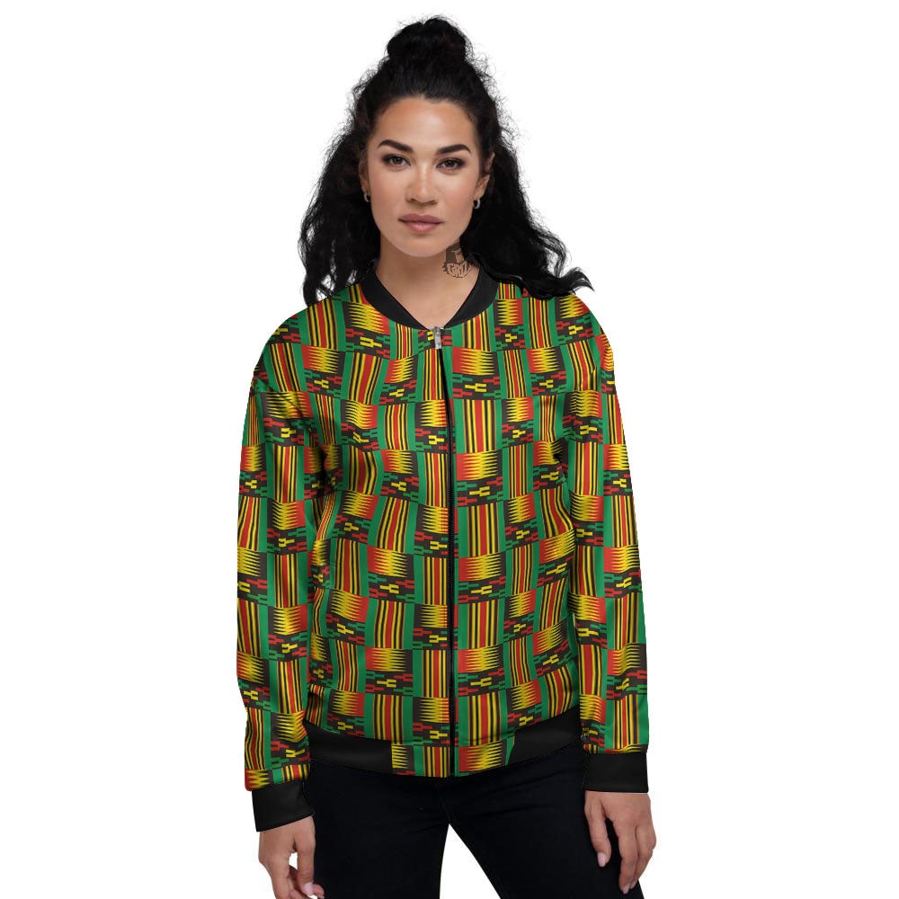 Pattern Kente Print Women's Bomber Jacket-grizzshop