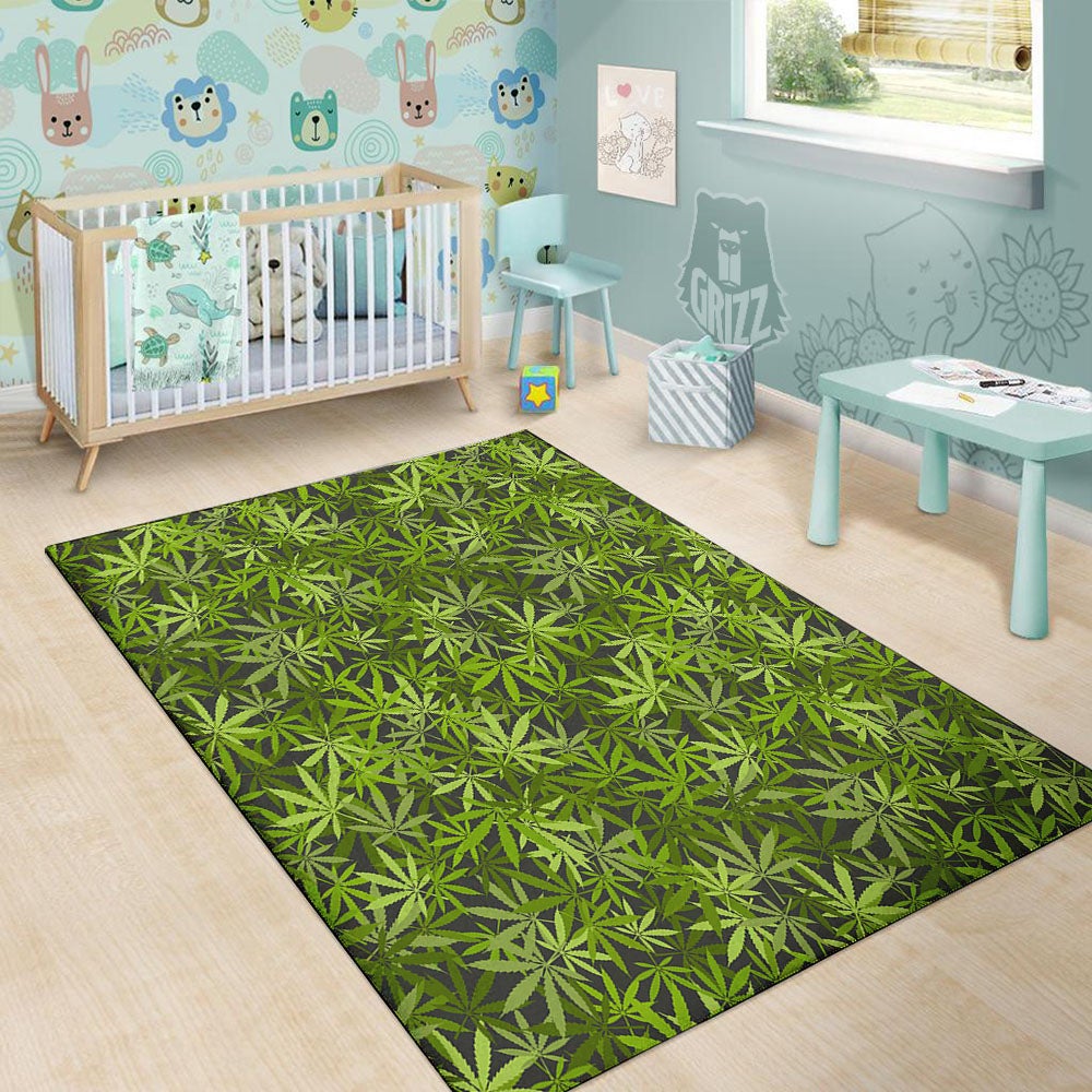 Pattern Leaf Marijuana Print Floor Mat-grizzshop