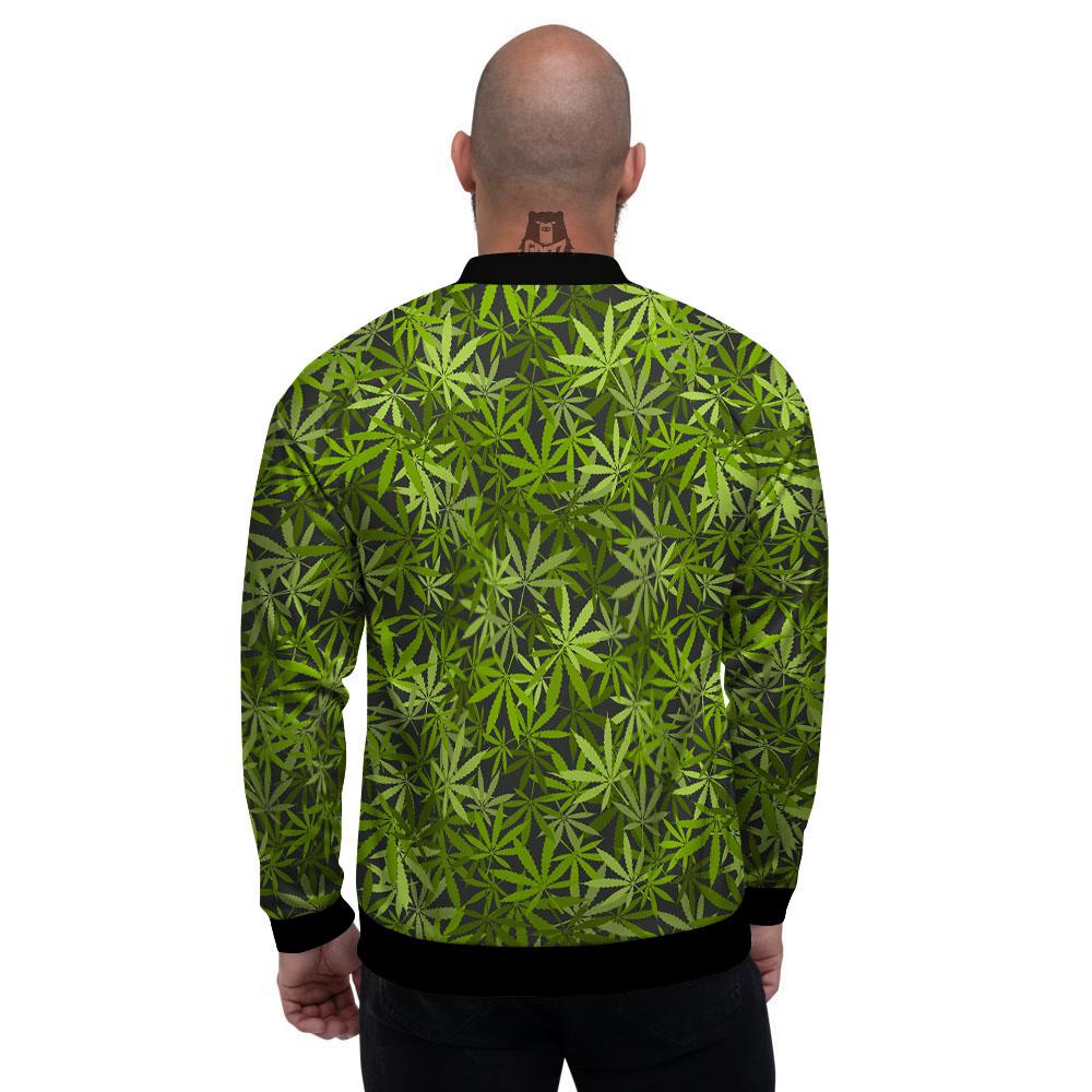 Pattern Leaf Marijuana Print Men's Bomber Jacket-grizzshop