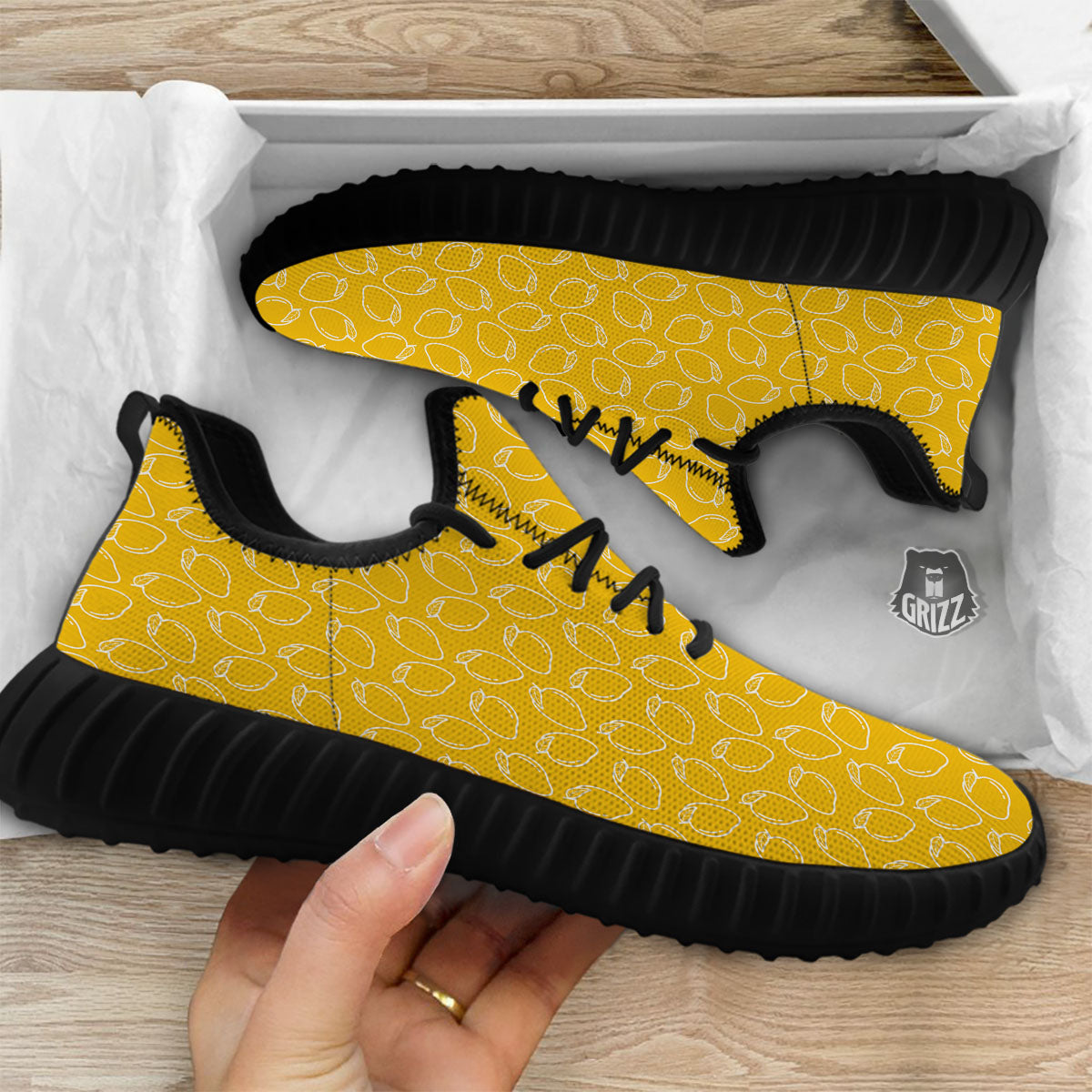 Pattern Mango Print Black Walking Shoes-grizzshop