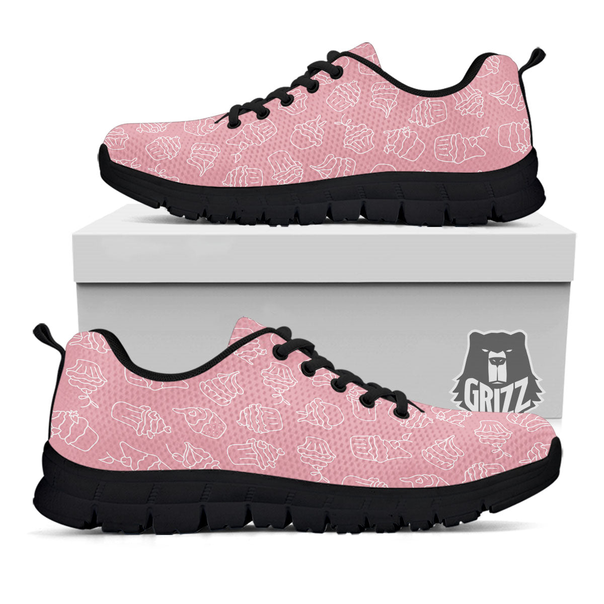 Pattern Mini Cupcake Print Black Sneaker-grizzshop