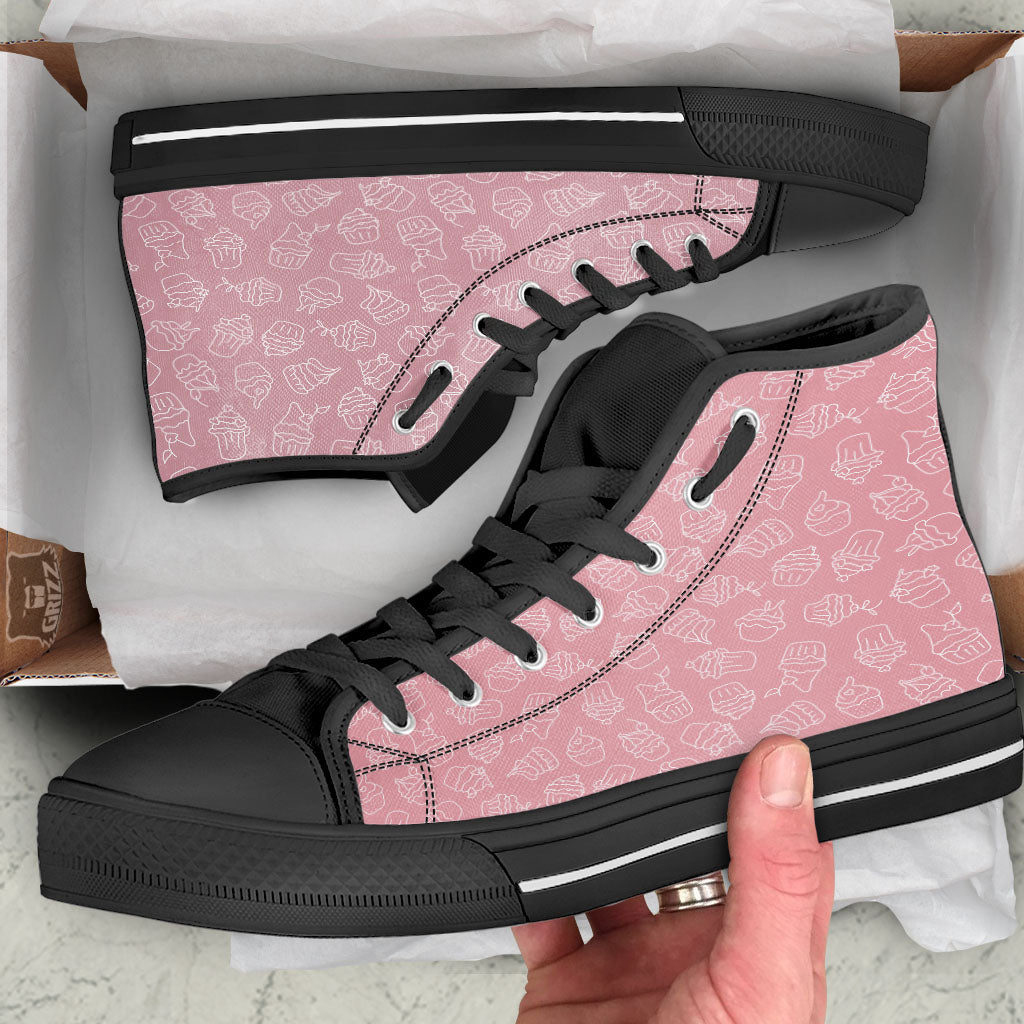 Pattern Mini Cupcake Print High Top Shoes-grizzshop