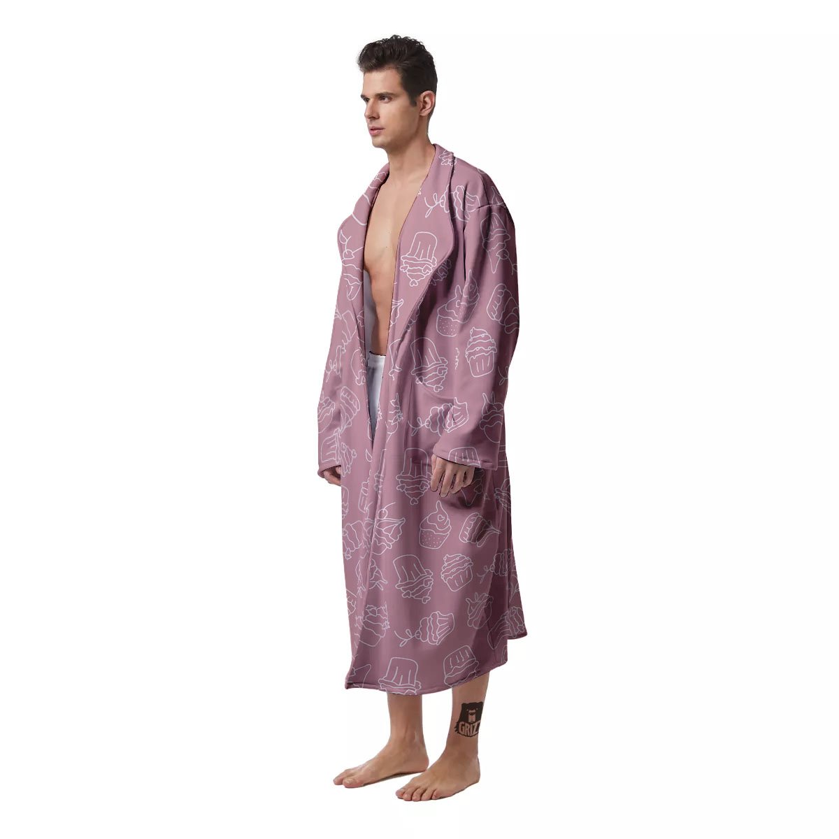 Pattern Mini Cupcake Print Men's Robe-grizzshop