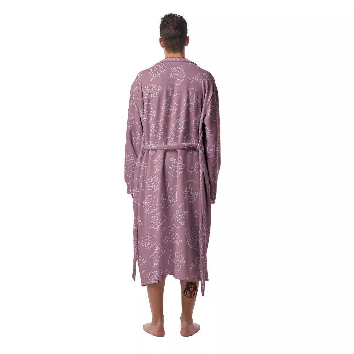 Pattern Mini Cupcake Print Men's Robe-grizzshop