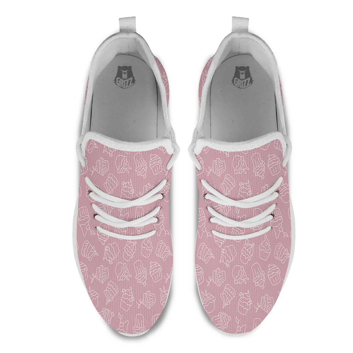 Pattern Mini Cupcake Print White Athletic Shoes-grizzshop