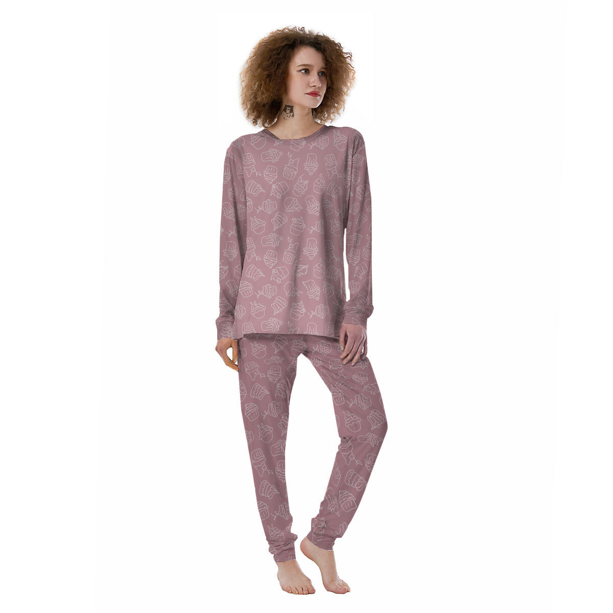 Pattern Mini Cupcake Print Women's Pajamas-grizzshop